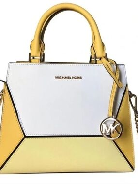 Michael Kors Prism Medium Satchel Yellow & White